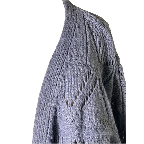 Hippie Rose Slate Blue Open Front Loose Knit Cardigan XXL - Picture 2 of 5